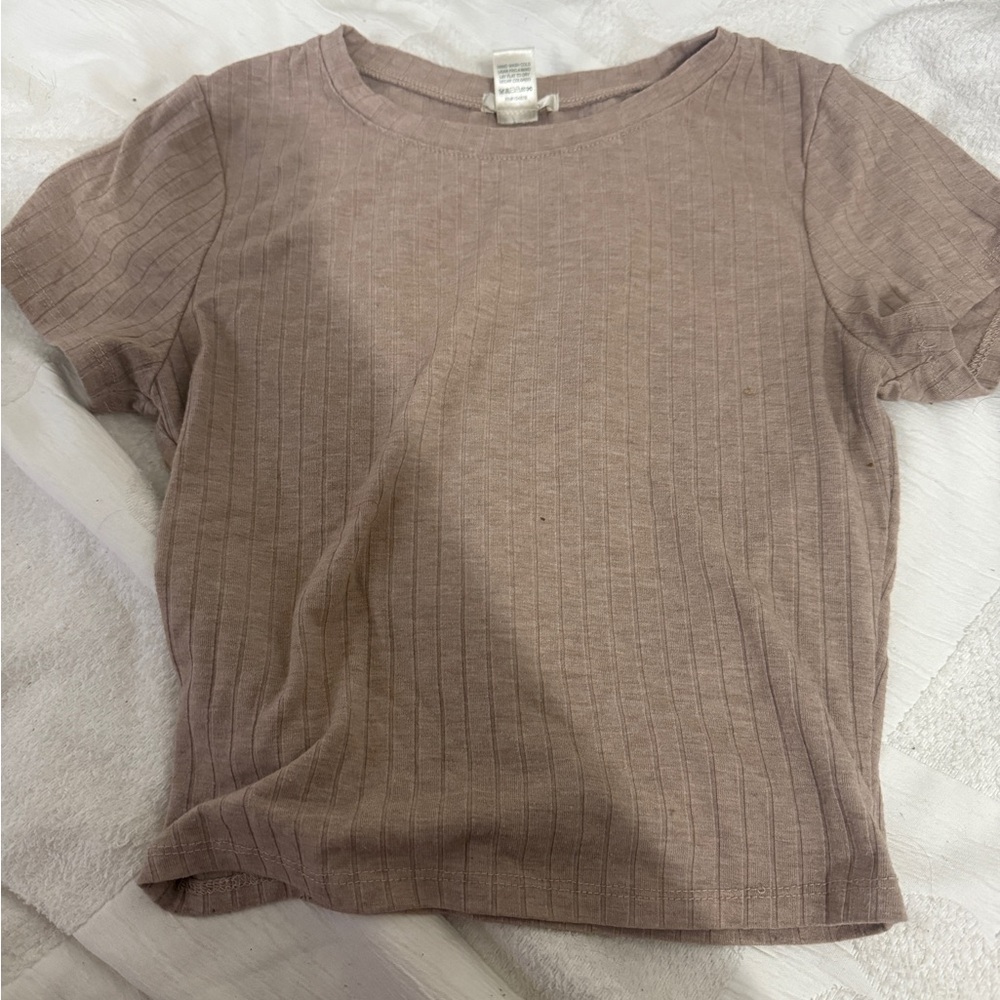 Bozzolo Dusty Mauve Ribbed Short Sleeve Tee